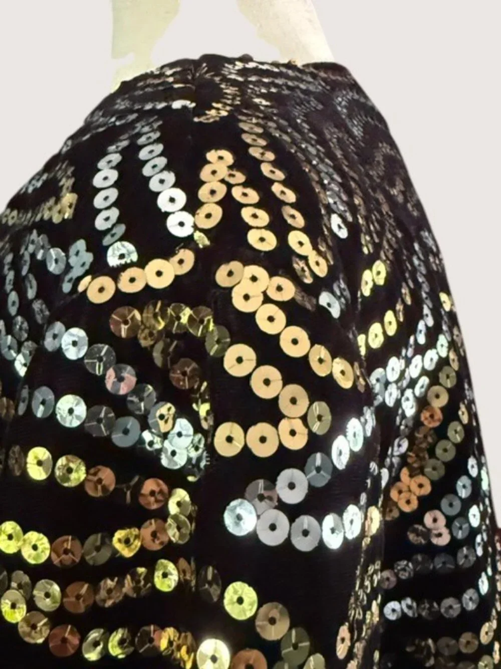 Rothschild For Lilli Ann Night Life Silver Gold Sequin Black Velvet Jacket SZ 10 - Picture 8 of 13